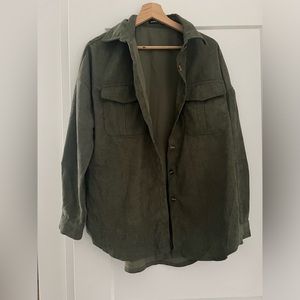 Women’s green button up shacket - shirt jacket